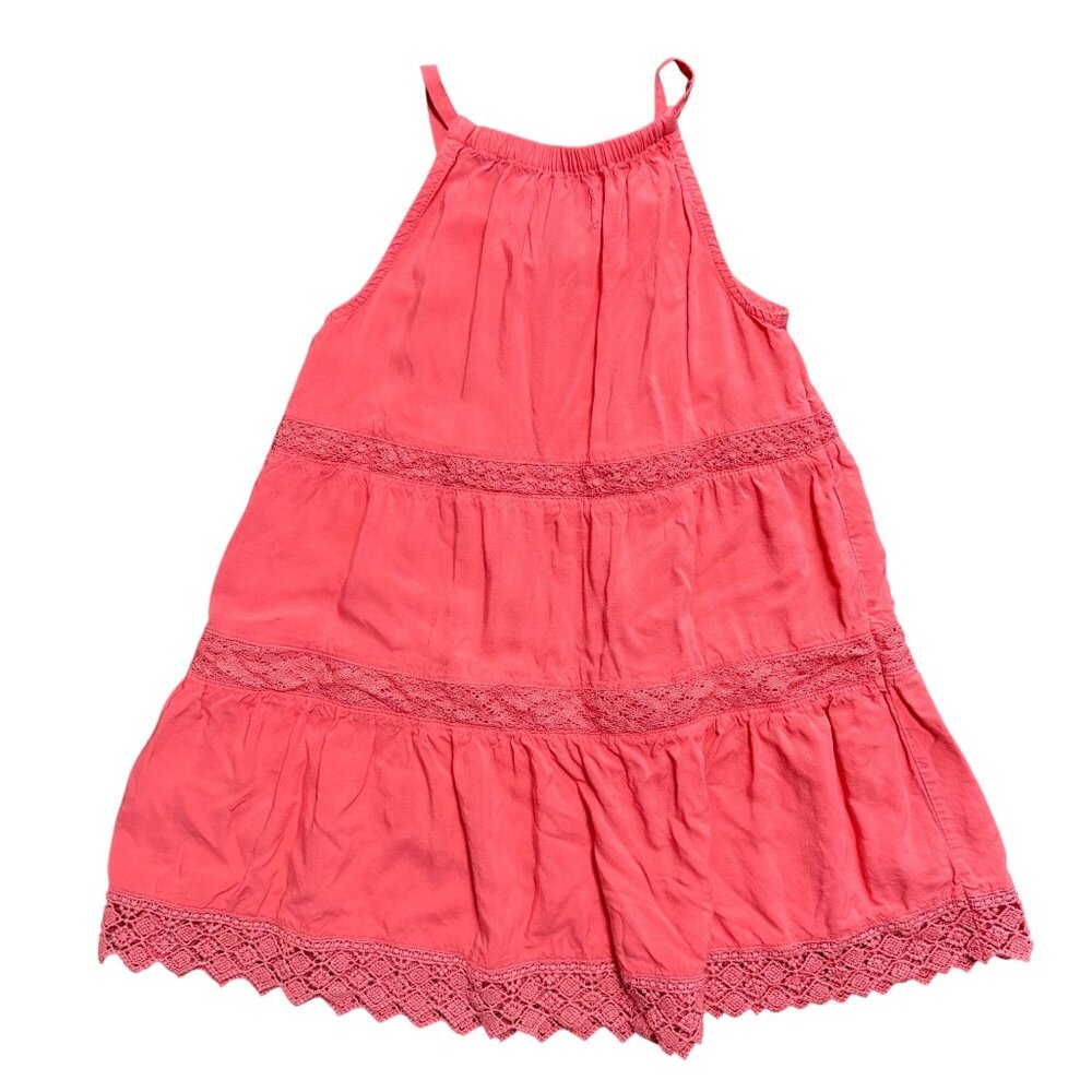 Little Girls Coral Sleeveless Summer XS/5 Dress Tiered Lace Old‎ Navy Cottage
